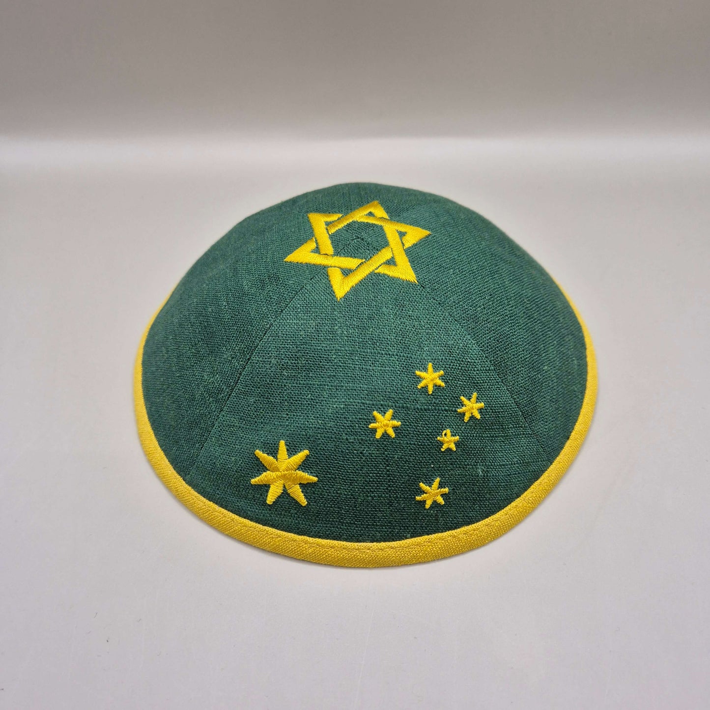 Unbreakable Spirit Kippah. Green & Gold