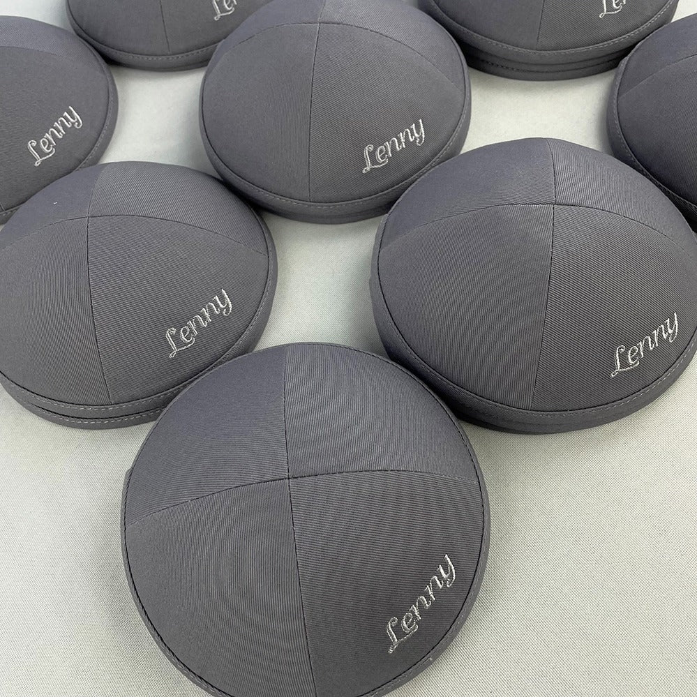 Deep Grey Heavy Cotton Personalised Kippot