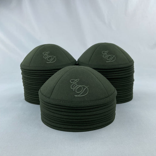 Olive Heavy Cotton Personalised Kippot