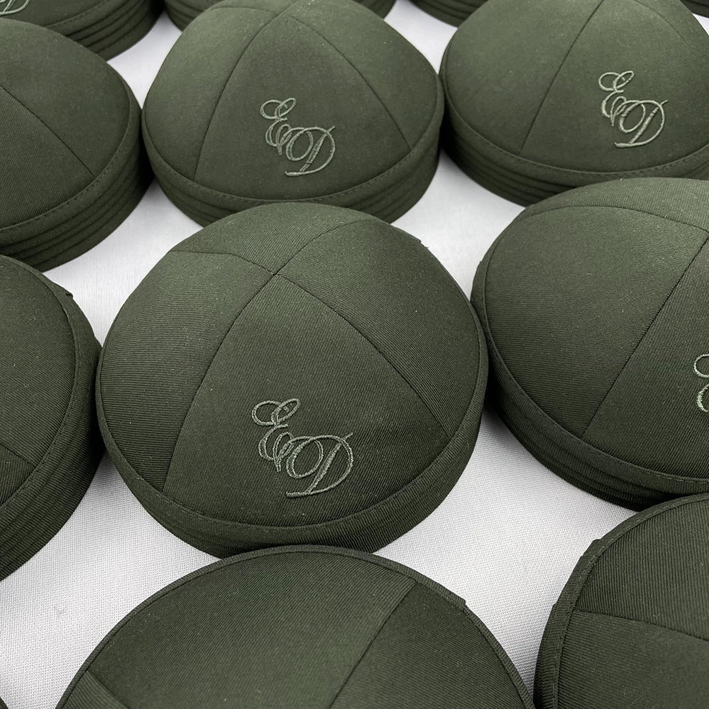 Olive Heavy Cotton Personalised Kippot