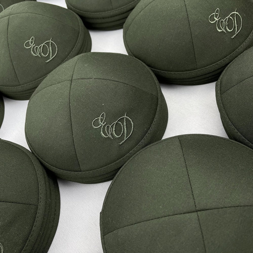 Olive Heavy Cotton Personalised Kippot