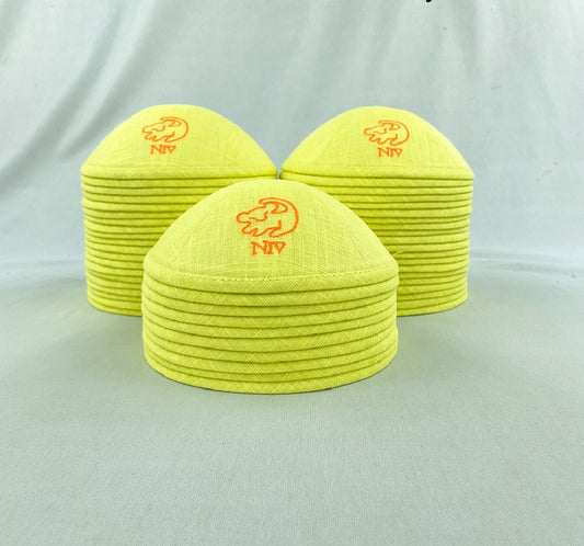 Lemon Yellow Linen Personalised Kippot