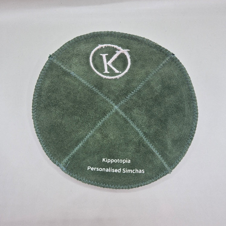 Olive Cow Hide Leather Personalised Kippot
