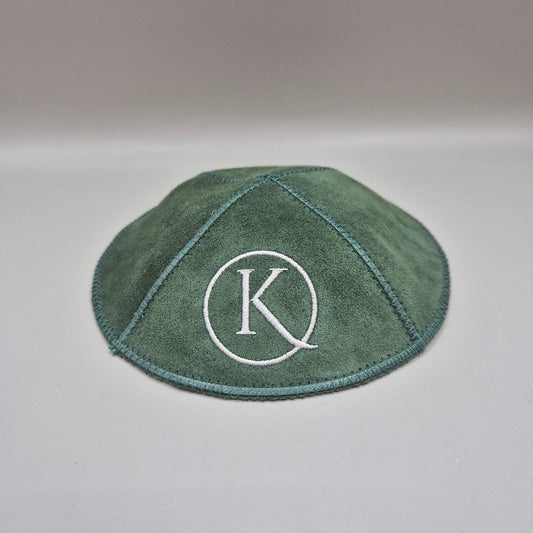 Olive Cow Hide Leather Personalised Kippot
